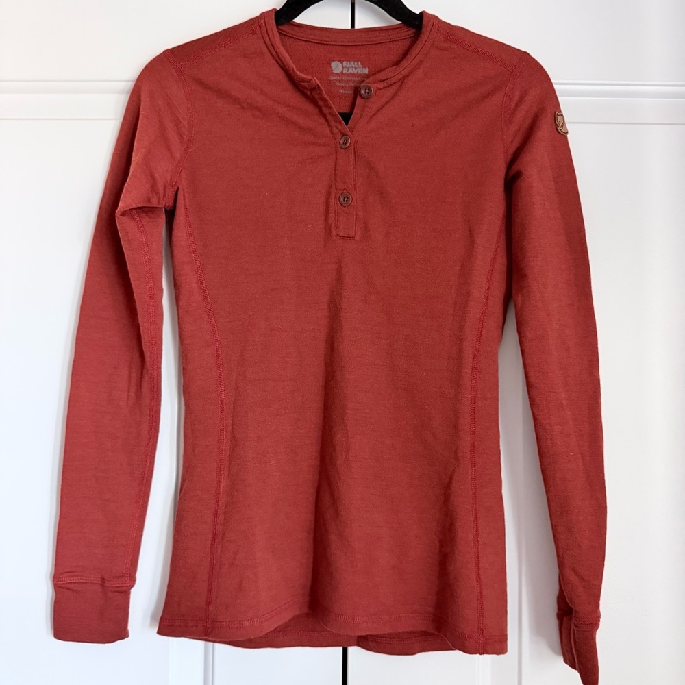Fjallraven Women's Long Sleeve Henley 100% Wool Size S